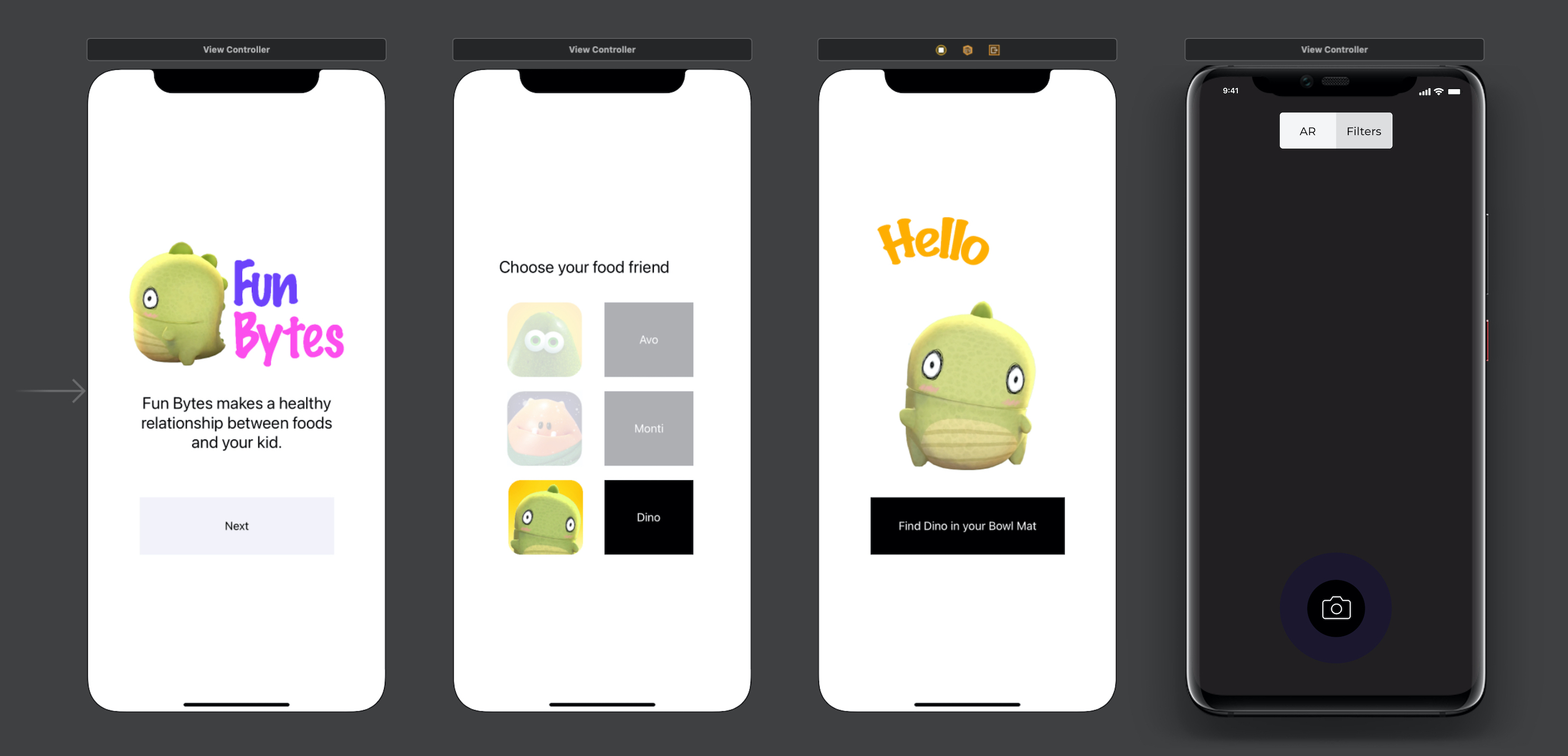 FunBytes iOS application screens